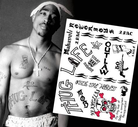 2pac Temp Tattoo Replicas Full Sheet 13 Hip Hop Tattoos Rapper