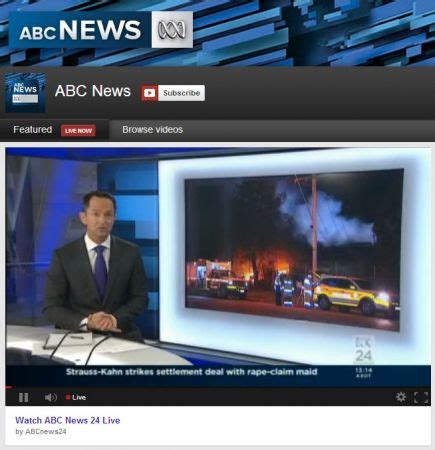 Abc news is your daily news outlet for breaking national and world news, video news, exclusive interviews and 24/7 live streaming coverage that will help you. ABC News 24: live on YouTube | About the ABC