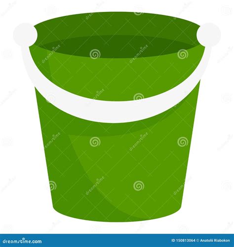 Green Bucket Icon Flat Style Stock Vector Illustration Of Clipping