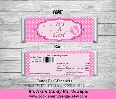 Baby Girl Shower Candy Bar Wrapper Its A Girl Candy Bar