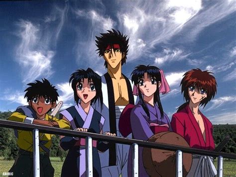 El Grupo Yashiko Sanosuke Kenshin Kaoru Y Misao Kenshin Y Kaoru