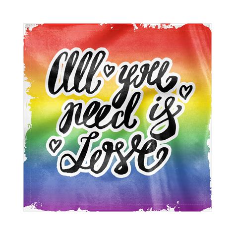all you need is love napkins set of 4 gay pride slogan with hand written lettering on rainbow