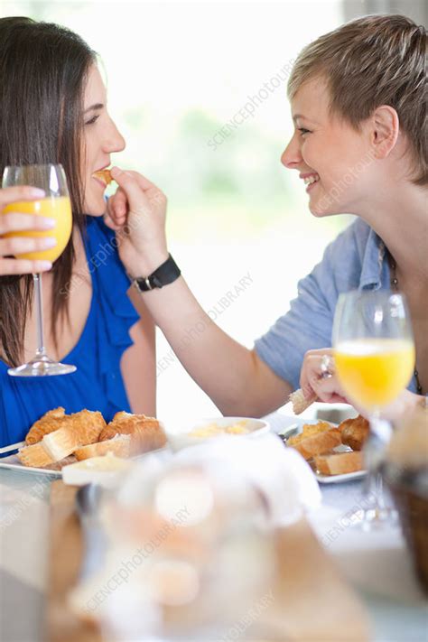 lesbian couple having breakfast together stock image f006 6322 science photo library