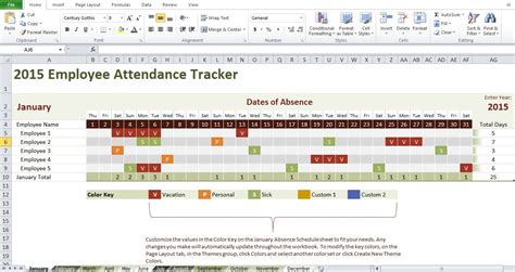 Employee Attendance Tracking Calendar Template Attendance Tracker