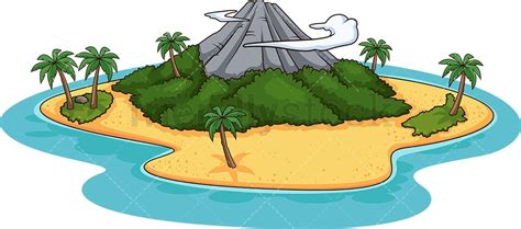 Island With Volcano Cartoon Clipart Vector Friendlystock