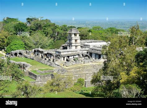 Palenque Ancient Mayan Tower The Palace Temples Stock Photo Alamy