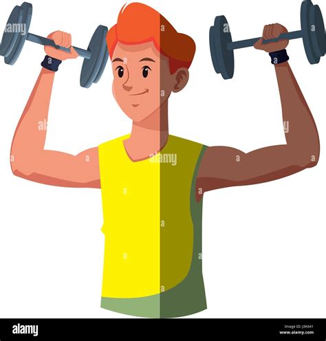 Cartoon Man Holding Dumbbell Design Graphic Stock Vector Image And Art