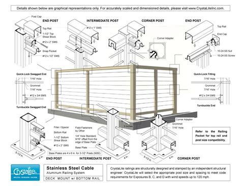 Summit installation spindles, swivel attachment or post bracket (12). Stainless Steel Cable Railing | CrystaLite, Inc ...