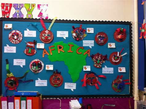 Africa Display African Masks Made By The Children And Interactive