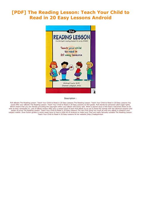 Pdf The Reading Lesson Teach Your Child To Read In 20 Easy Lessons