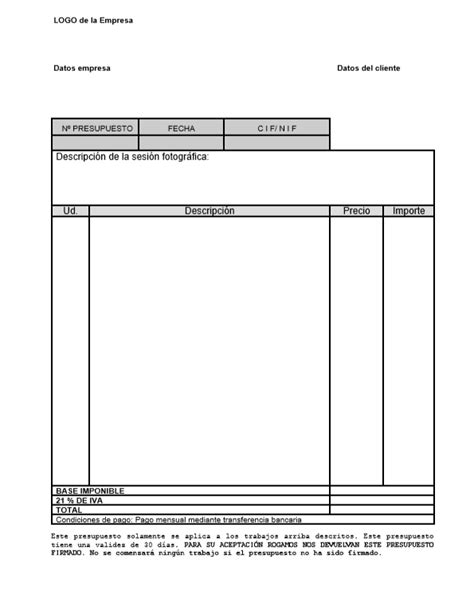 Plantillas Y Modelos De Presupuesto En Word Pdf Y Excel Para Tus