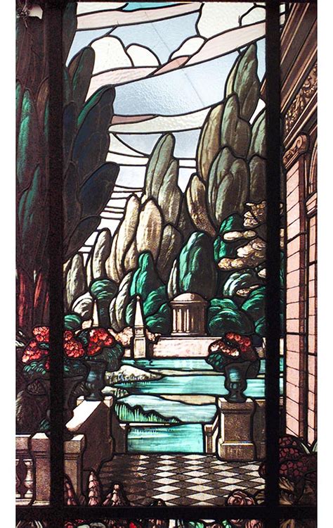 19th Century Stained and Leaded Glass Landscape Window at 1stdibs