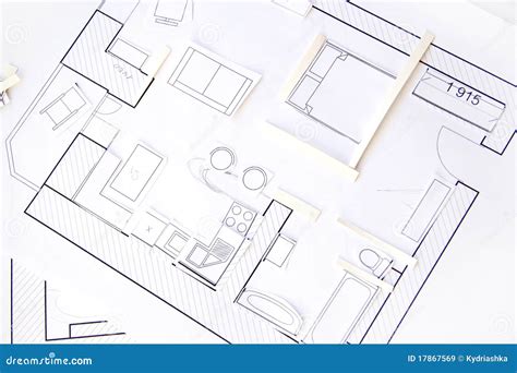 Interior Design Apartments Top View Paper Model Stock Image Image