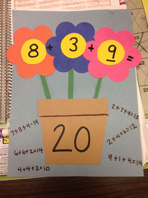 3 Addend Addition Flower Craft 1st Grade Crafts Math Activities Math