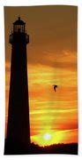 Bath towel in thick cotton terry with a textured stripe weave. Lighthouse Sunset Photograph by Nick Zelinsky Jr