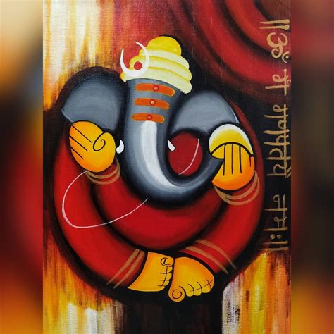 Ganesha Painting Ganesha Contemporary Art Ganesha Acrylic Etsy