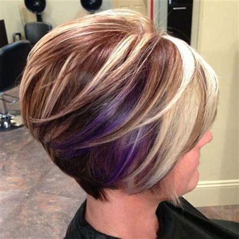 If you have warm brown hair, opt for a golden blonde and gingery auburn. Short Blonde Hair with Purple Lowlights | Hair styles ...