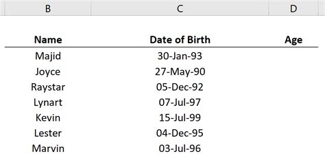 How To Calculate Age From Date Of Birth In Excel Easy Method