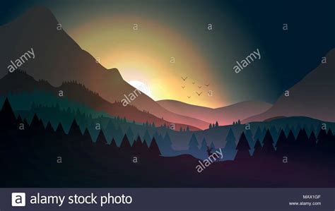 Sun Over Forest Stock Vector Images Alamy