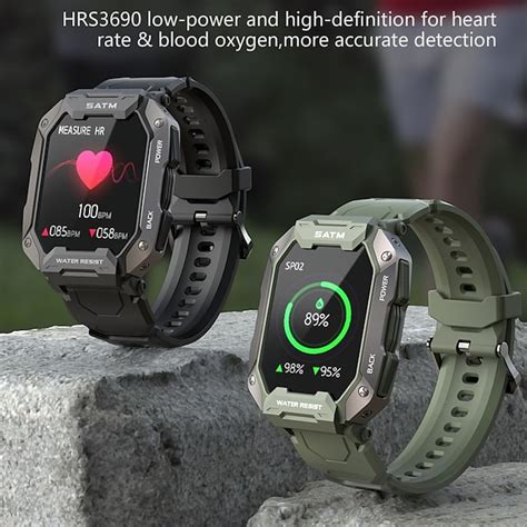 C20 Military Smart Watch Men Camouflage Black Big Screen Outdoor Ip68 5atm Waterproof Heart Rate