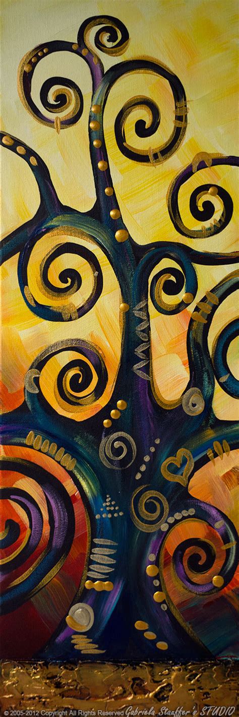 Abstract Painting Art Original Landscape Curly Tree By Gabriela 50x30