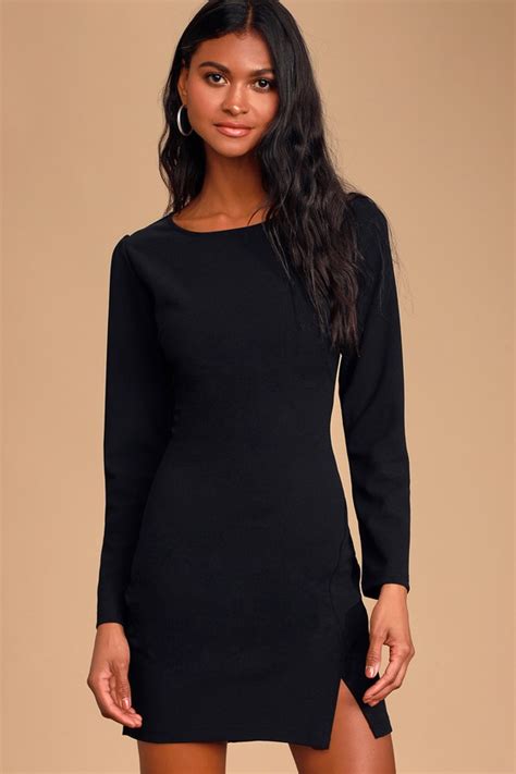 Sexy Black Dress Long Sleeve Bodycon Dress Bodycon Dress Lulus