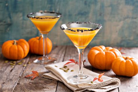 Pumpkin Martini Cocktail With Black Salt Rim Professional Bartenders