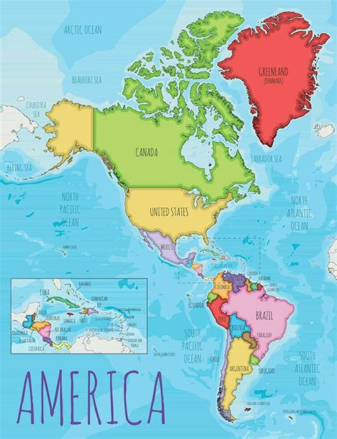Political America Map Vector Illustration With Different Colors For