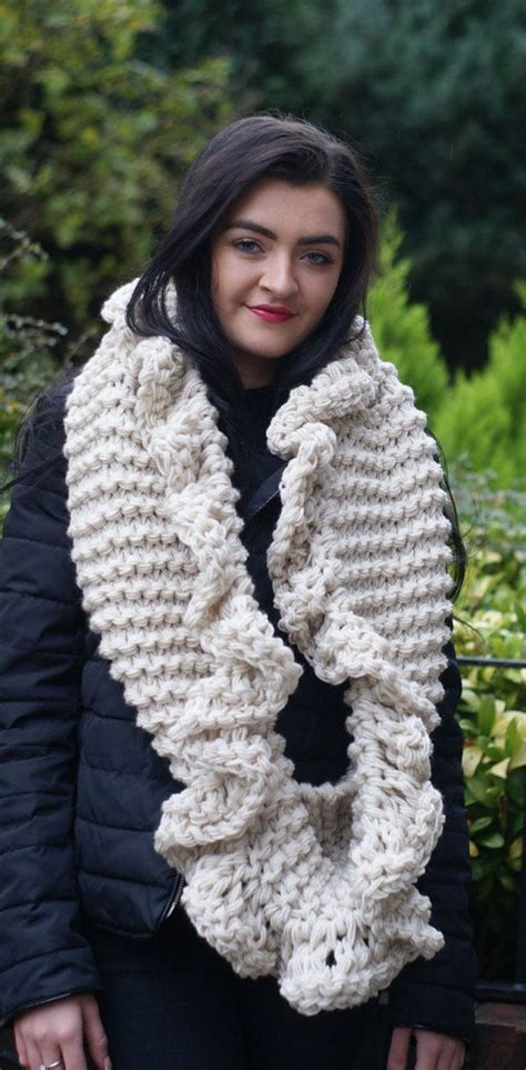 Claire Outlander Cowl Cream Chunky Women S Cowl Extra Hand Knit Scarf