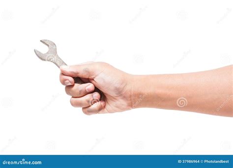 Hand Holding A Spanner Stock Photo Image Of Hand Macro 37986964