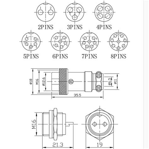 M16 2345678 Pin Screw Type Electrical Aviation Plug Socket