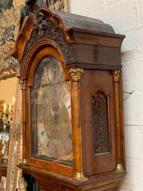 19th Century English Burl Walnut Inlaid Grandfather Clock At 1stdibs Grandfather Clock For