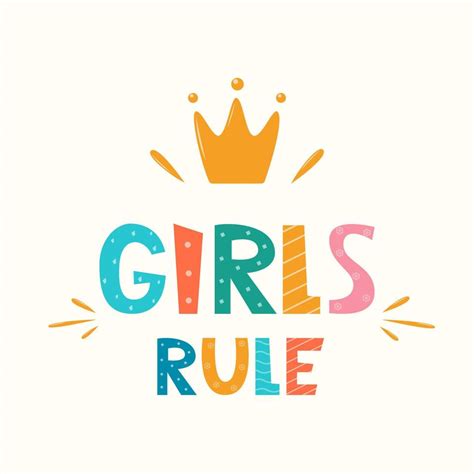 Girls Rule Lettering With Crown Symbol Logo Icon Label For Your