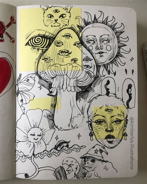 Kimberly 🍓 On Instagram “a Page Of Random Doodles 🍄 🌈 Sketchbookpage