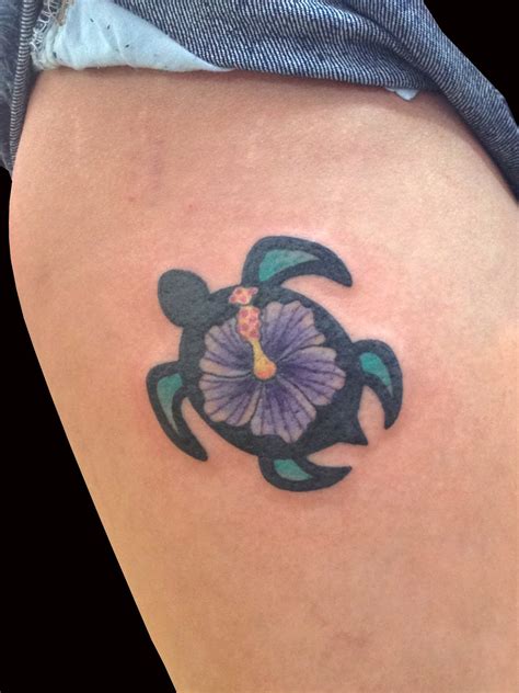 Turtle Tattoo With Hibiscus Flower Best Tattoo Ideas