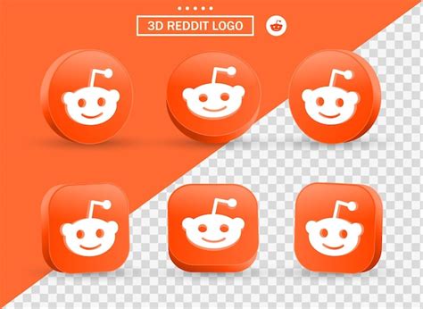 Premium Vector 3d Reddit Logo In Modern Style Circle And Square For