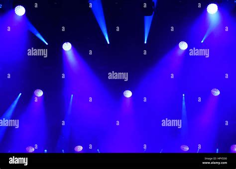 Blue Stage Lights Light Show At Concert Stock Photo Alamy