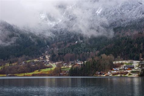 Small Picturesque Austrian Village And Grundlsee The Largest Lake In