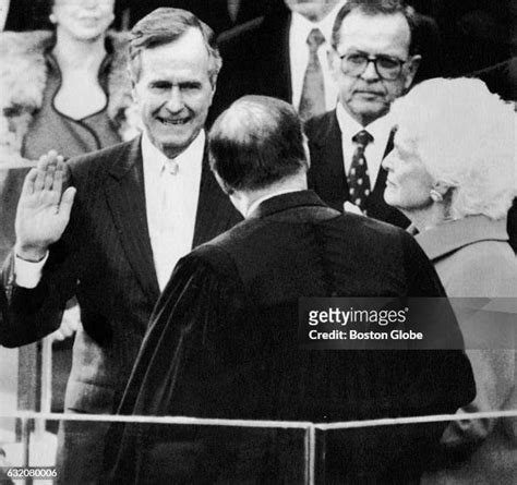 George Hw Bush Left Takes The Oath Of Office During The Inaugural