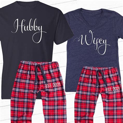 Wifey And Hubby Personalized Couples Pajama Set By Beforetheidos Beforetheidos Wifey Hubby