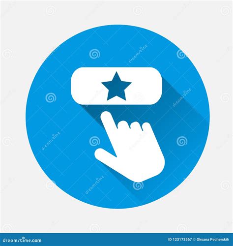 Favorit Button Vector Icon With A With Long Shadow The Hand Presses