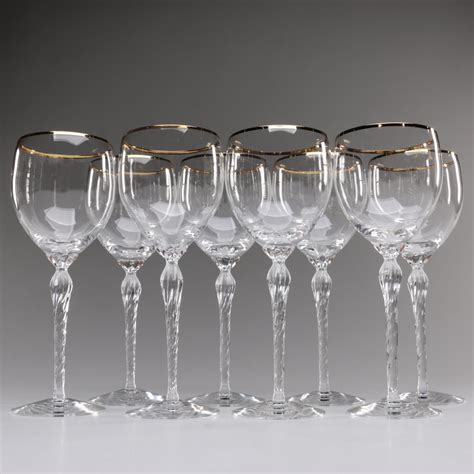 Lenox Gold Rim Monroe Crystal Wine Glasses Late 20thearly 21st