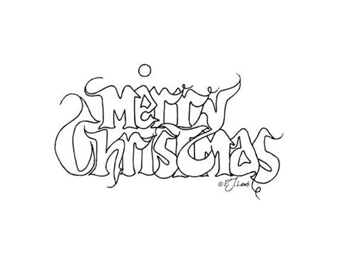 Merry Christmas Black And White Graphic Word Art Print Etsy