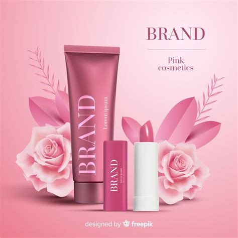 Free Vector Pink Cosmetic Ad Pink Cosmetics Cosmetic Creative