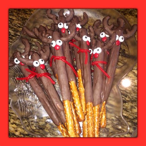 Reindeer Pretzel Rods Christmas Snacks Chocolate Covered Pretzels Christmas Christmas Candy