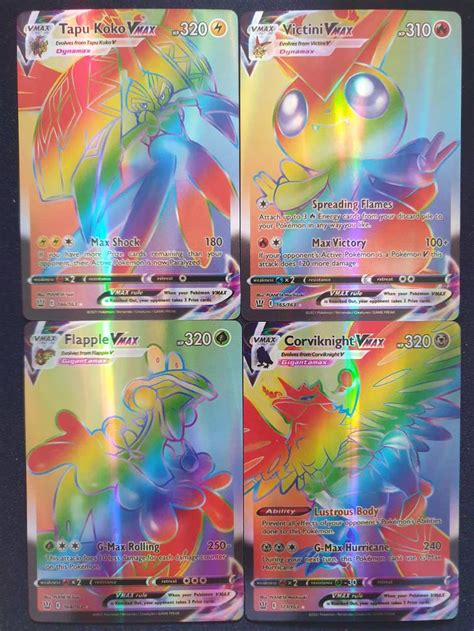 Pokemon Cards 5 Rainbow Rare Vmax Bundle Proxy Etsy