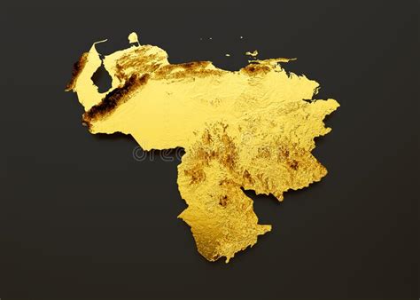 Venezuela Map Golden Metal Color Height Map Background 3d Illustration