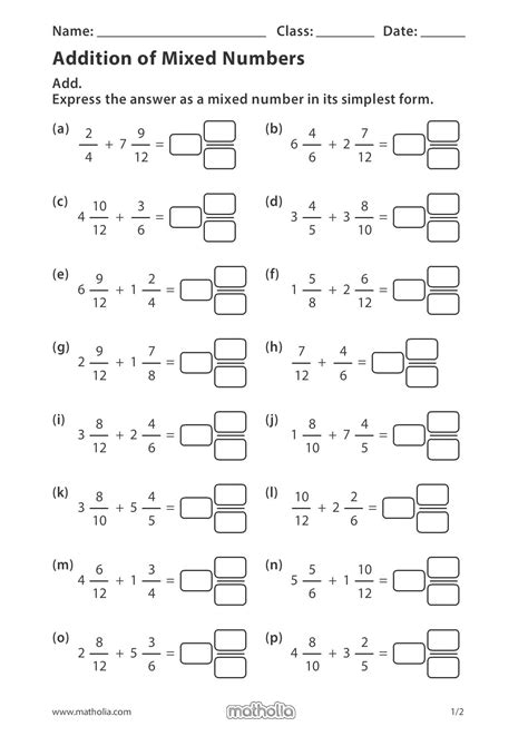 Mixed Numbers Worksheets With Answers