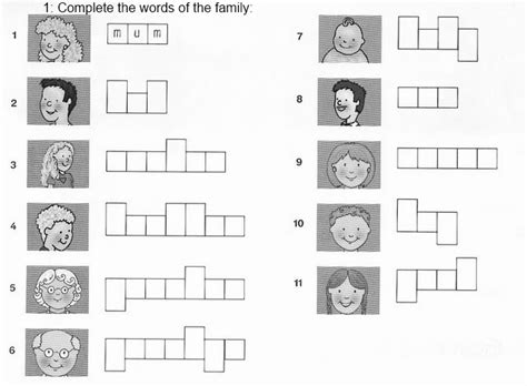 En lugar de escribirlos en listas aleatorias, intente colocarlos en frases. Fichas de inglés: Ficha Family 9: Complete Family