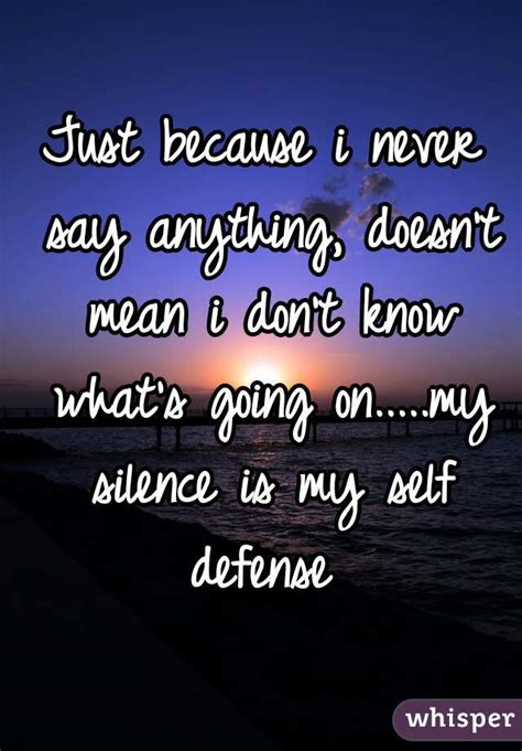 Just Because I Never Say Anything Doesnt Mean I Dont Know Whats